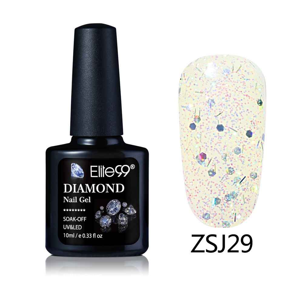 Buy Elite99 Diamond Glitter UV Gel Varnish Shiny Sequins Soak Off Gel Nail Polish Vernis Semi Permanent Nail Art Manicure Gel (E99-ZSJ29) (10 ml) - Purplle
