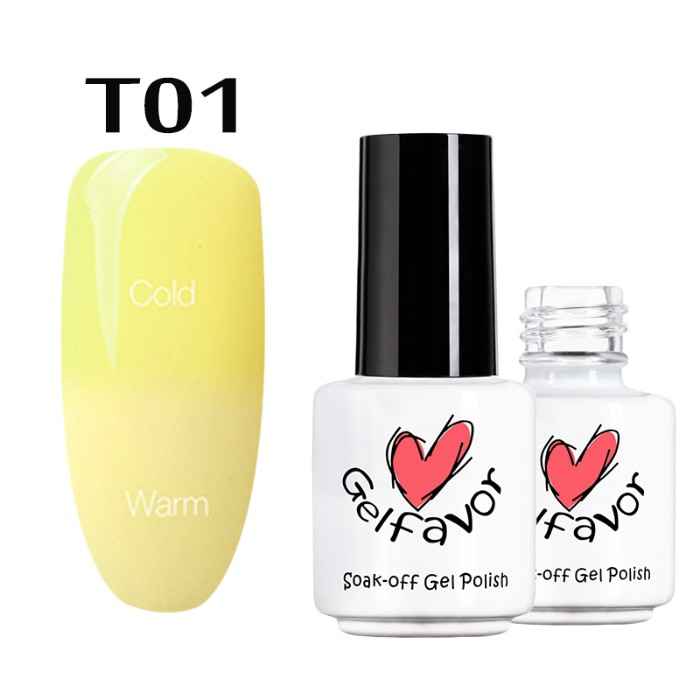 Buy Gelfavor Nail Polish Hybrid varnish French Manicure UV Led Gel Nail Polish Nail Art base top Primer Temperature color change (GF-T01) (7 ml) - Purplle