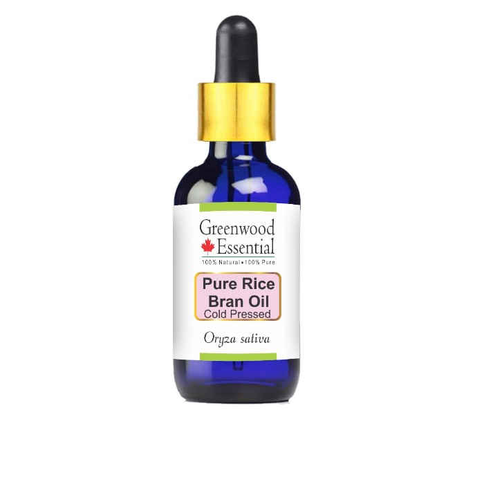 Buy Greenwood Essential Pure Rice Bran Oil (Oryza sativa) with Glass Dropper 100% Natural Therapeutic Grade Cold Pressed (50 ml) - Purplle