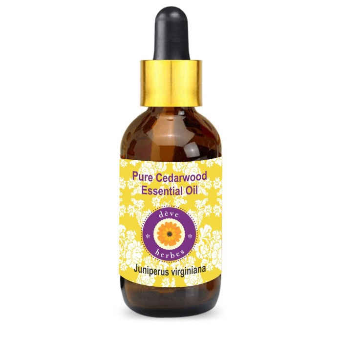 Buy Deve Herbes Pure Cedarwood Essential Oil (Juniperus virginiana) with Glass Dropper 100% Natural Therapeutic Grade Steam Distilled (100 ml) - Purplle