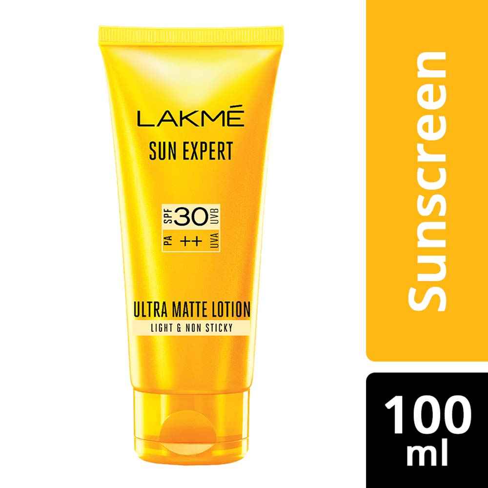 Buy Lakme Sun Expert Super Matte Lotion Sunscreen SPF 30 PA++ with Niacinamide & Vit C | Broad spectrum UVA/B protection | Blue light protection | No White Cast | for all dry, normal skin| 100ml - Purplle