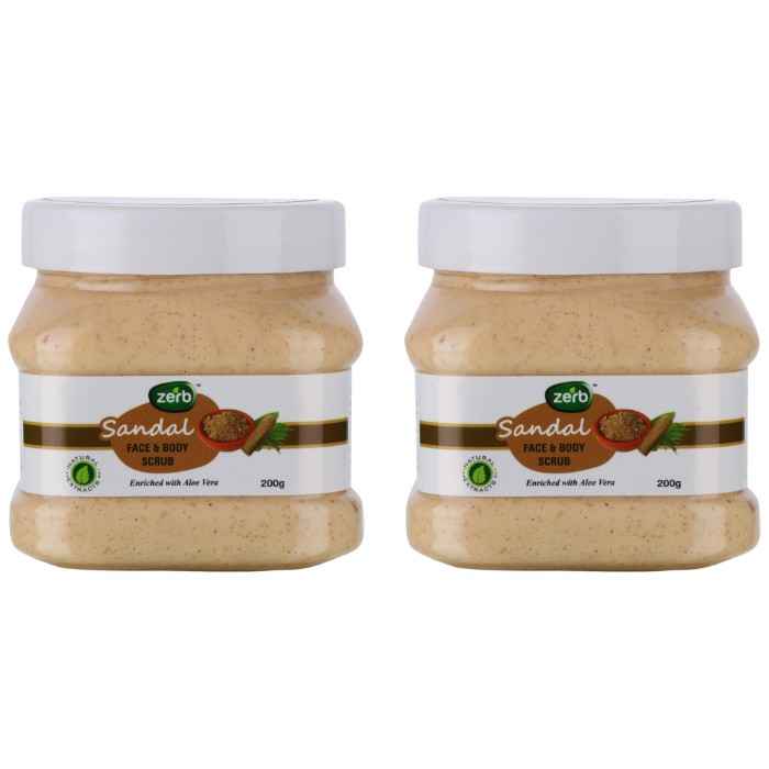 Buy Zerb Gentle Exfoliating Sandal Face and Body Scrub|Dead Skin Remover and Revitalise Healthy Skin Glow Set of 2 x (200 g) - Purplle