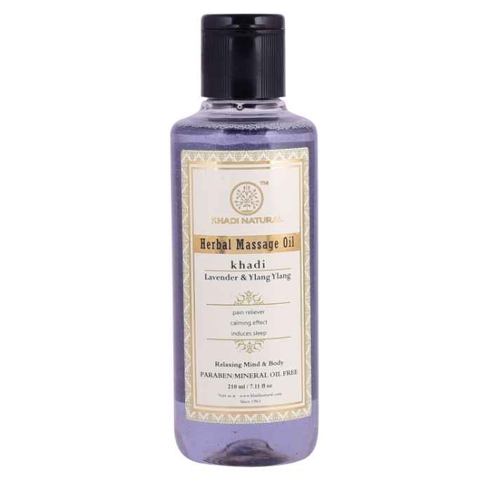 Buy Khadi Natural Ayurvedic Lavender & Ylang Ylang Massage Oil Paraben Mineral Oil Free (210 ml) - Purplle