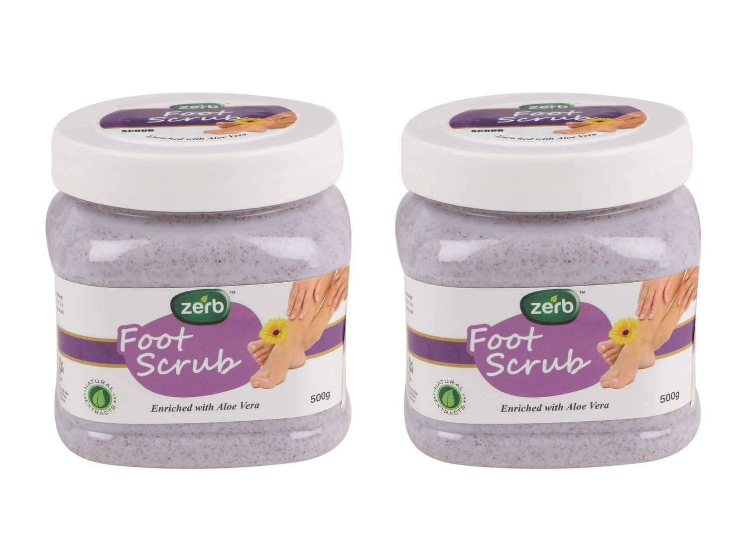 Buy Zerb Foot Scrub Enriched With Aloe Vera And Natural Extracts Make Your Skin Soft And Supple - Pack Of 2 (500 g) Each - Purplle
