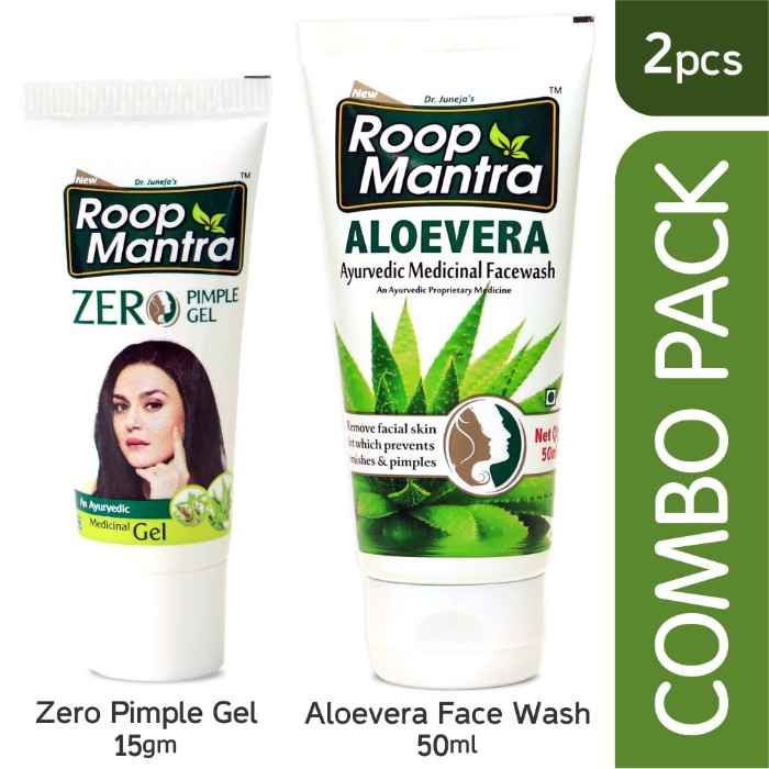Buy Roop Mantra Anti Acne Pimple Combo Pack (Zero Pimple Gel 15gm + Aloevera Face Wash 50ml) - Helpful in Acne, Pimples, Blemishes - Purplle