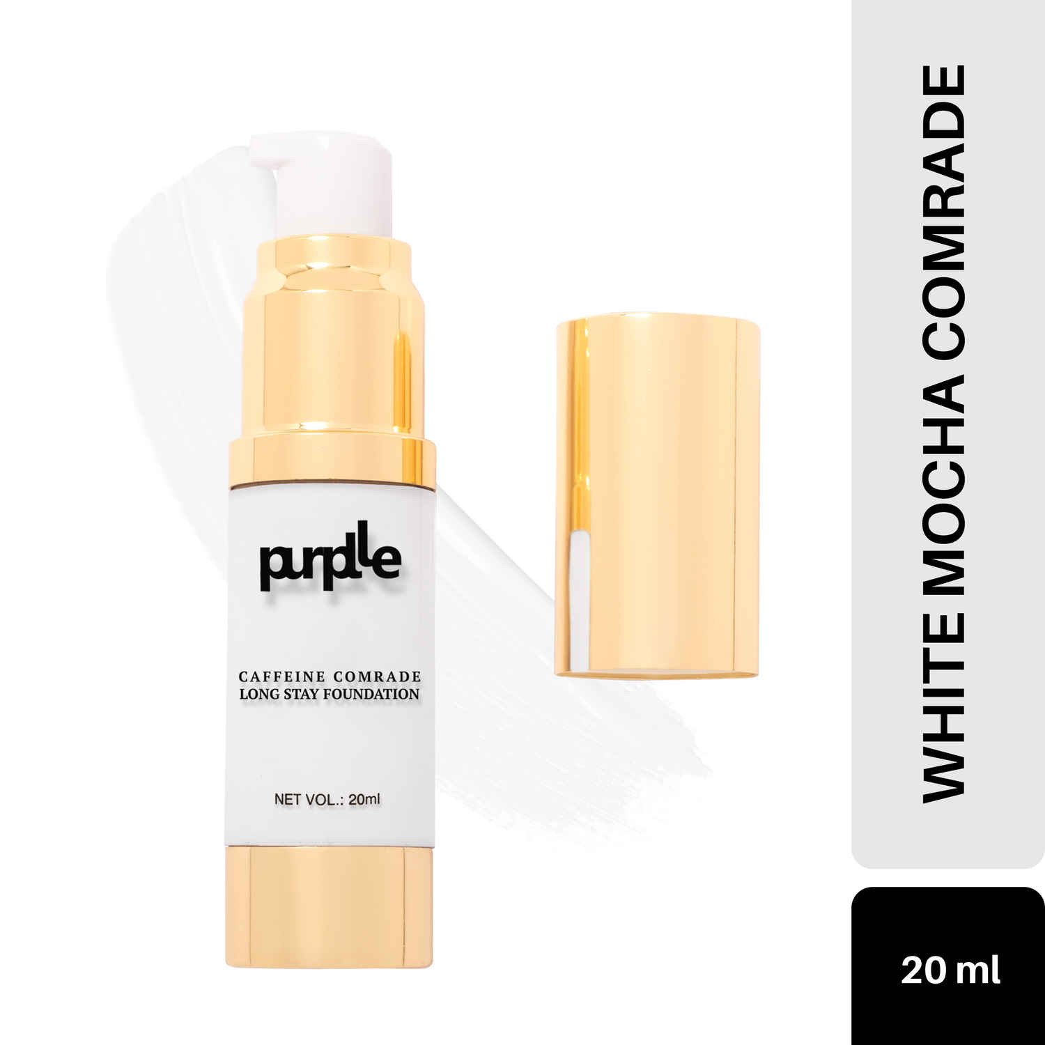 Buy Purplle Caffeine Comrade Long Stay Foundation White |Matte|Sweatproof|Weightless|Paraben and Sulphate Free- Mocha Comrade 13 (20 ml) - Purplle