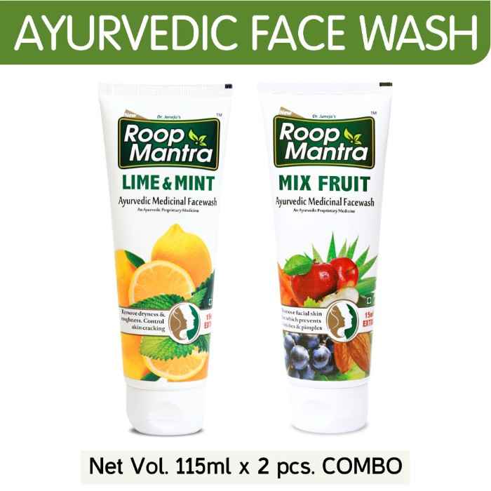 Buy Roop Mantra Face Wash Combo (Lime & mint 115ml + Mix Fruit 115ml) Helpful in Acne, Pimples, Blemishes, Dryness - Purplle