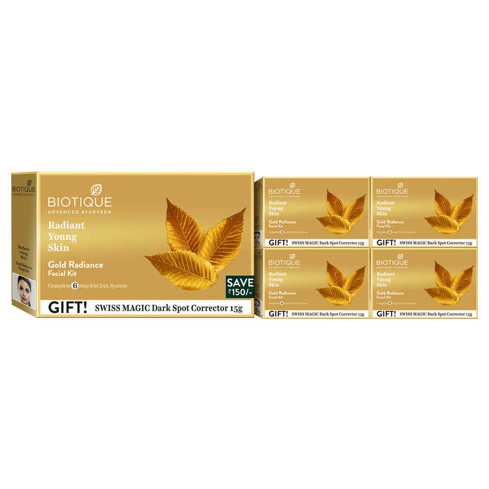 Buy Biotique Gold Radiance Facial Kit - Pack Of 4 Small Kits (260 g) - Purplle