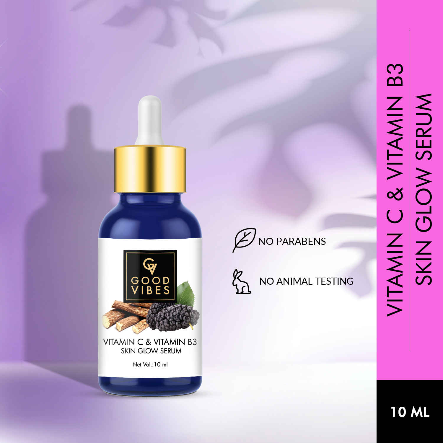 Buy Good Vibes Vitamin C & B3 Skin Glow Face Serum | Brightening, Anti-Ageing | With Orange | No Parabens, No Sulphates, No Animal Testing (10 ml) - Purplle
