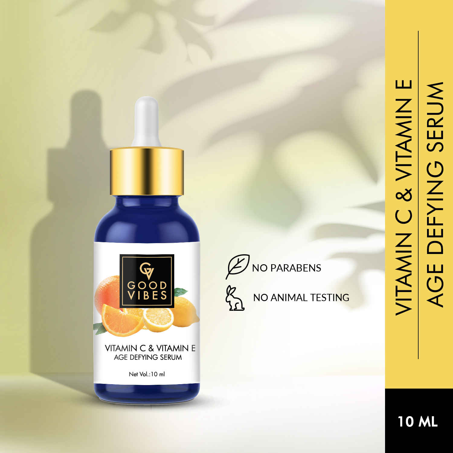 Buy Good Vibes Vitamin C & E Age Defying Face Serum | Rejuvenating, Moisturizing | With Orange | No Parabens, No Sulphates, No Animal Testing (10 ml) - Purplle