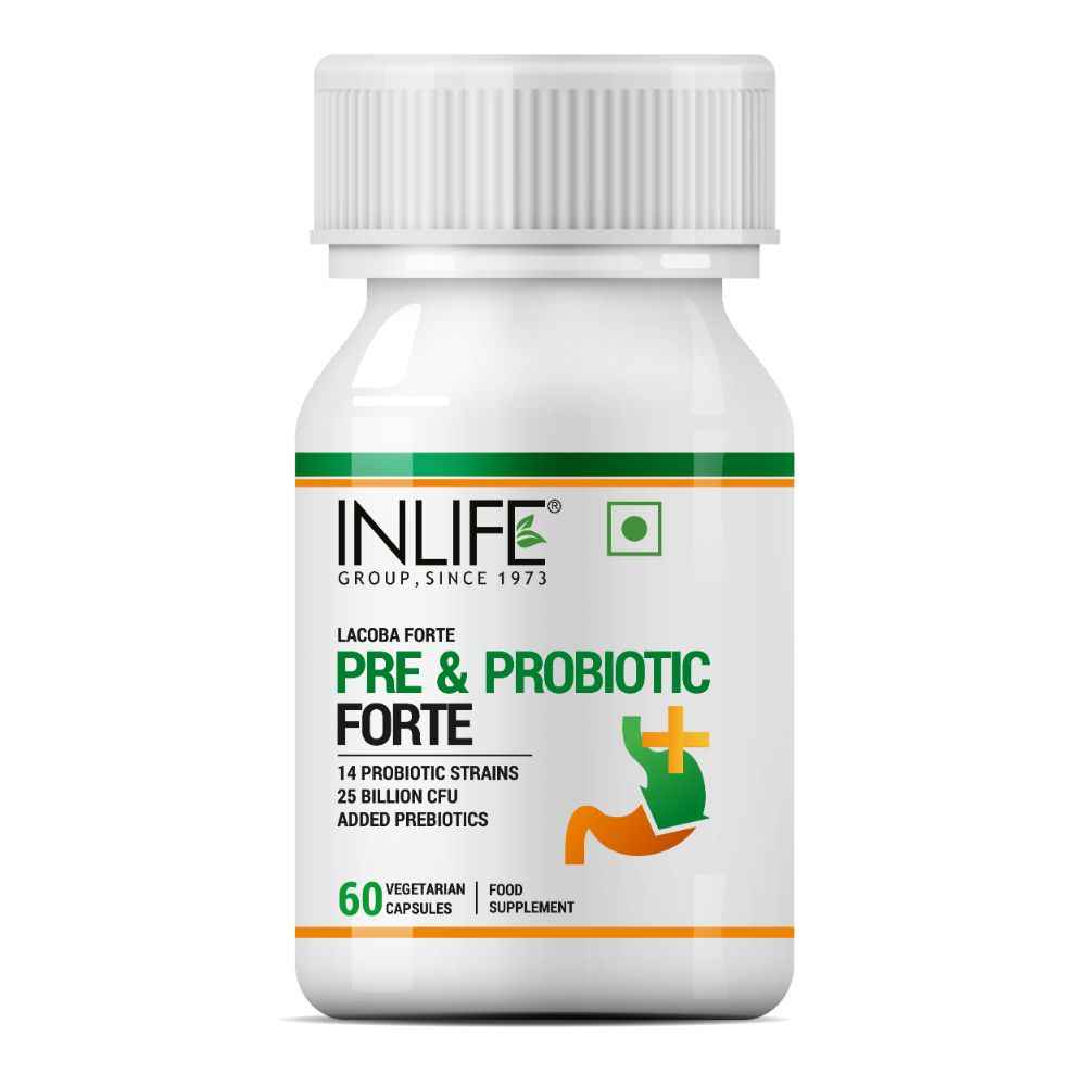 Buy INLIFE Prebiotic and Probiotics Forte Supplement for Men & Women 25 billion CFU with 14 Strains with Prebiotic, Digestion Gut & Immunity Health Supplement - 60 Vegetarian Capsules - Purplle
