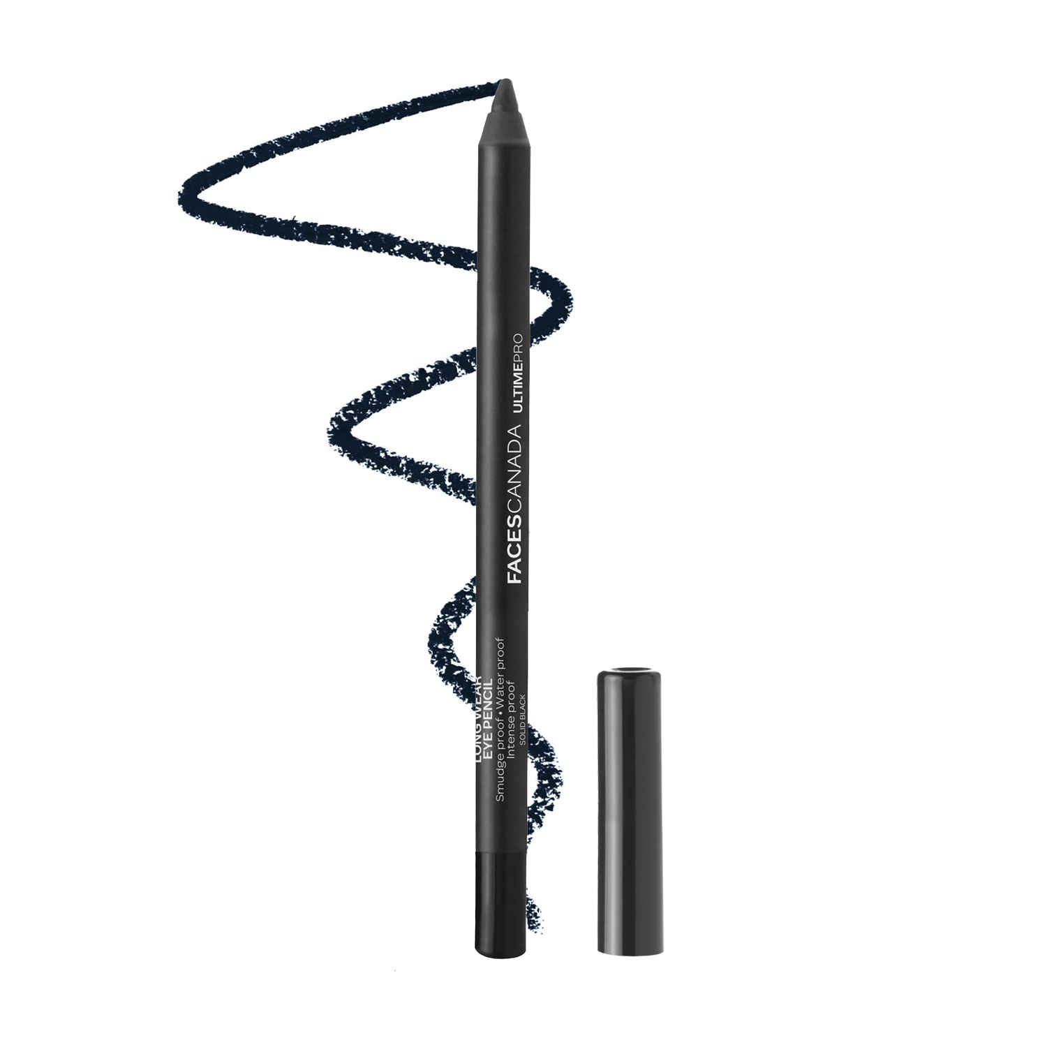 Buy FACES CANADA Ultime Pro Longwear Eye Pencil - Solid Black 02 1.2 gm | 8 Hr Long Stay | Smooth One Stroke Application | Intense Color Pay Off | Soft Blendable Formula | Smudge Proof | Water Proof - Purplle