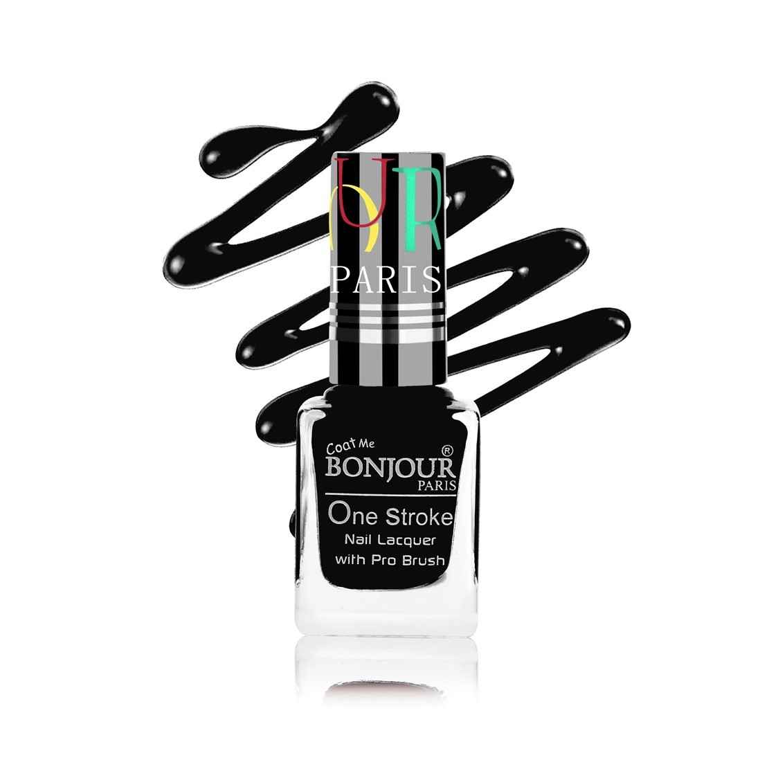 Buy Bonjour Paris Coat Me Satin Matte Finish Long Lasting Nail Polish with Quick Dry Formulation, Black( 9 ml) - Purplle