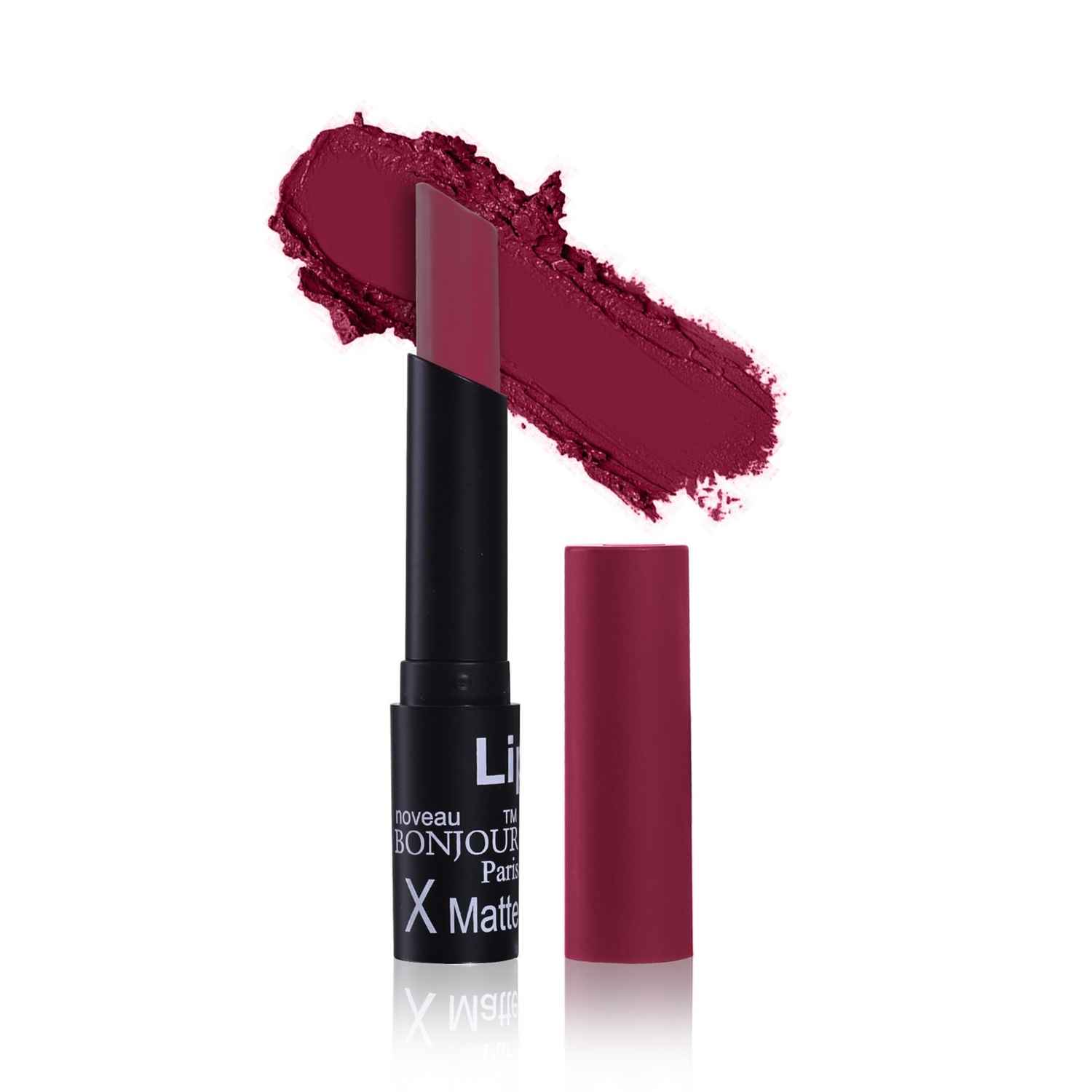 Buy Bonjour Paris Coat Me Satin Matte Lipstick Enriched with Moisturizer and UV Rays Protection, Cherry Red (3.5 g) - Purplle