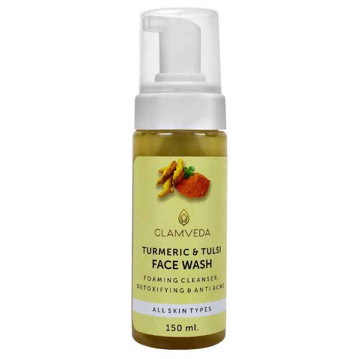 Buy Glamveda Turmeric & Tulsi Detoxifying & Anti-Acne Foaming Face Wash (150 ml) - Purplle