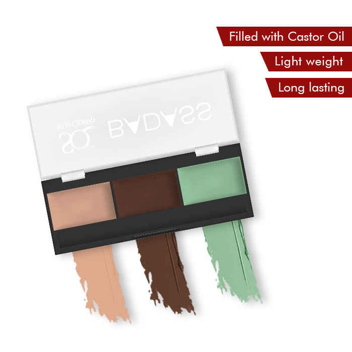 Buy Stay Quirky Concealer Palette with Contour & Green Color Corrector, BadAss, For Wheatish - Dusky Skin - Saucy and Sassy 14 (1.5 g X 3) - Purplle