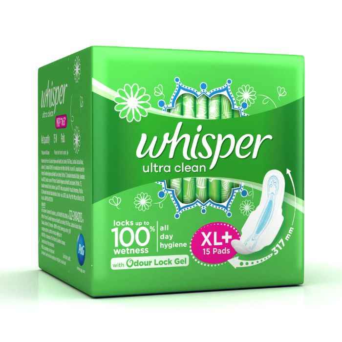 Buy Whisper Ultra Sanitary Pads XL Plus Wings 15 pc Pack - Purplle