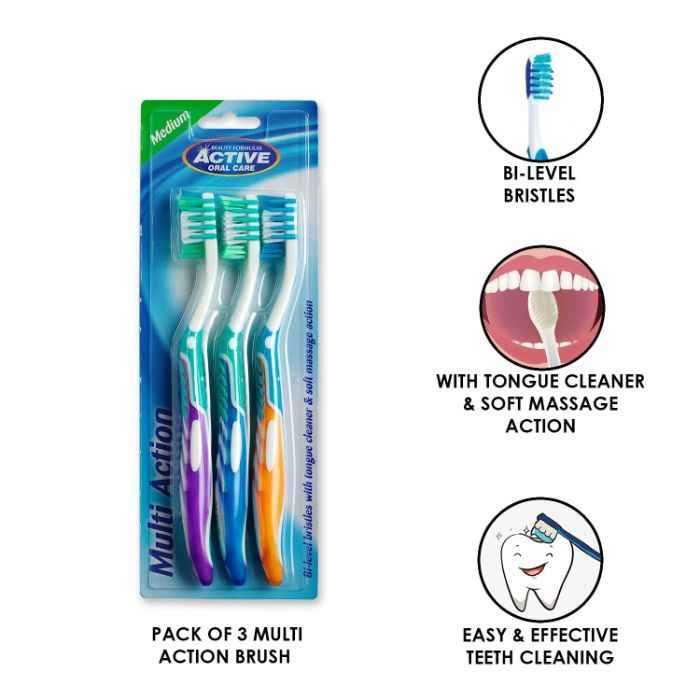 Buy Beauty Formulas Active Oral Care Multi Action Toothbrush Medium 3 Pcs - Purplle