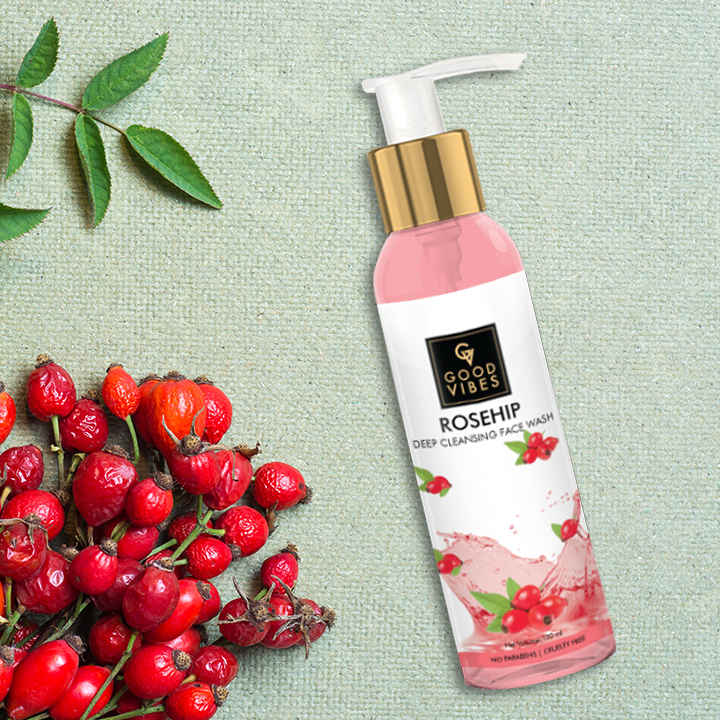 Buy Good Vibes Rosehip Deep Cleansing Face Wash | Deep Pore Cleansing, Moisturizing | With Avocado Oil | No Parabens, No Mineral Oil (120 ml) - Purplle