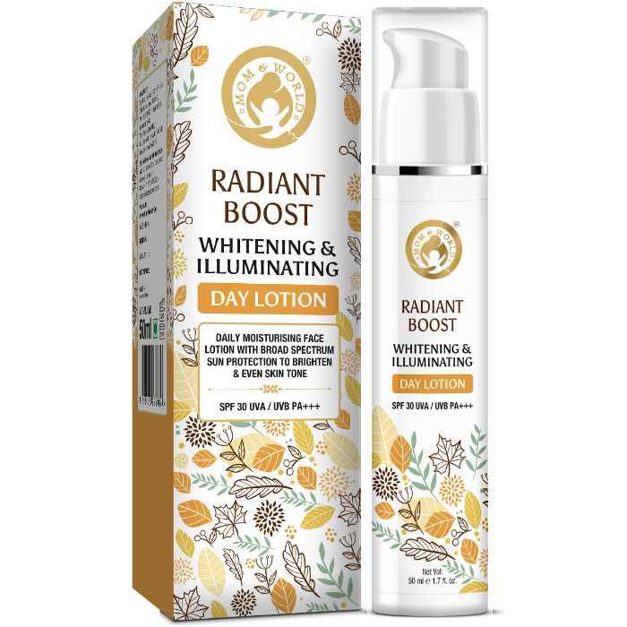 Buy Mom & World Radiant Boost Whitening & Illuminating Day Lotion with SPF 30, (50 ml) - No Paraben, Silicone Or Mineral Oil - Purplle