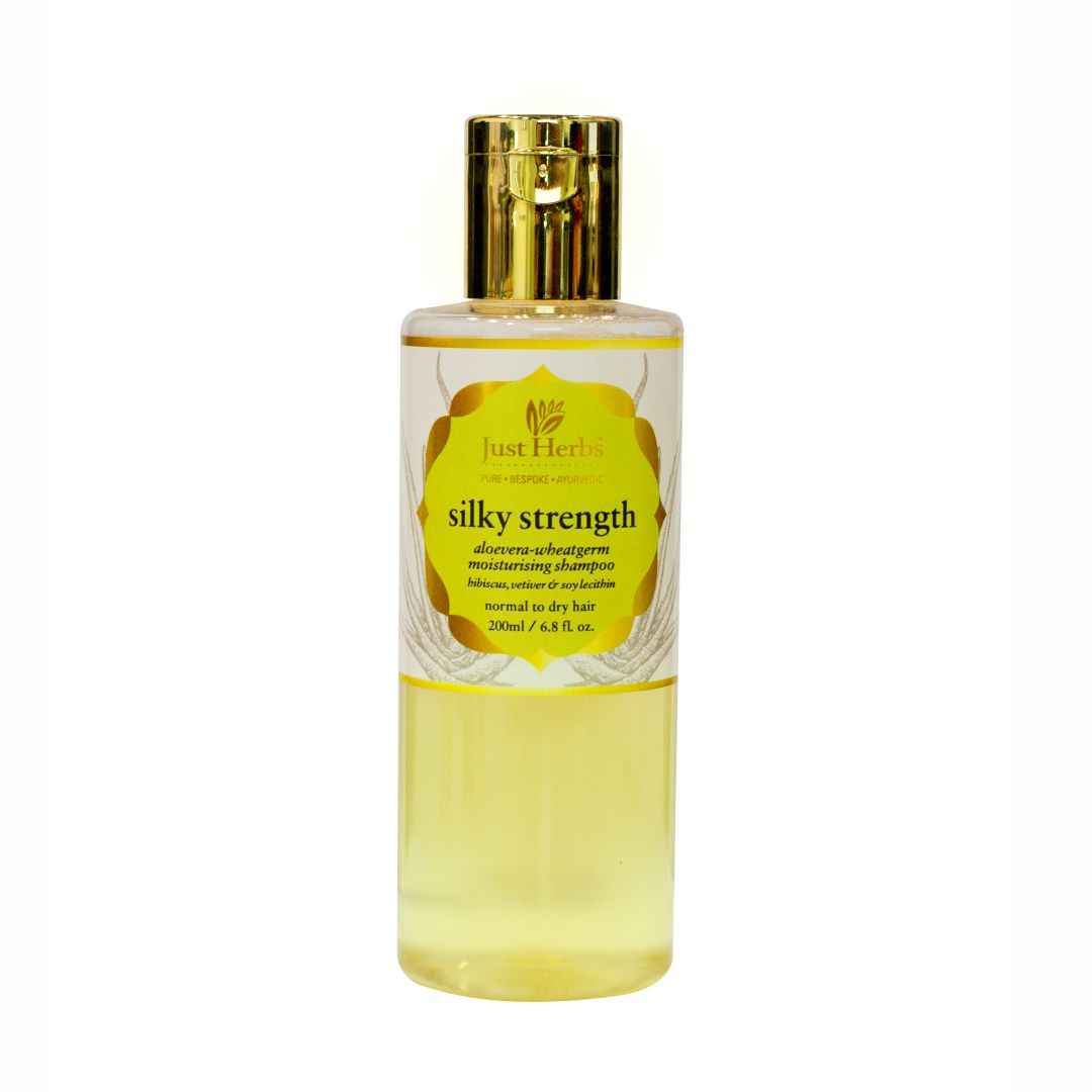 Buy Just Herbs Silky Strength Aloevera-Wheatgerm Moisturising Shampoo (200 ml) - Purplle