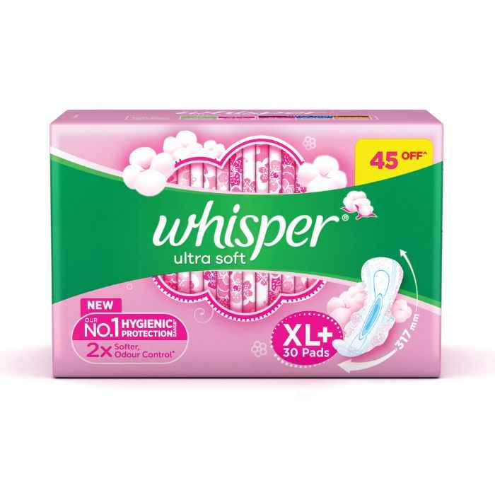 Buy Whisper Ultra Soft Sanitary Pads - 30 Pieces (XL Plus) - Purplle
