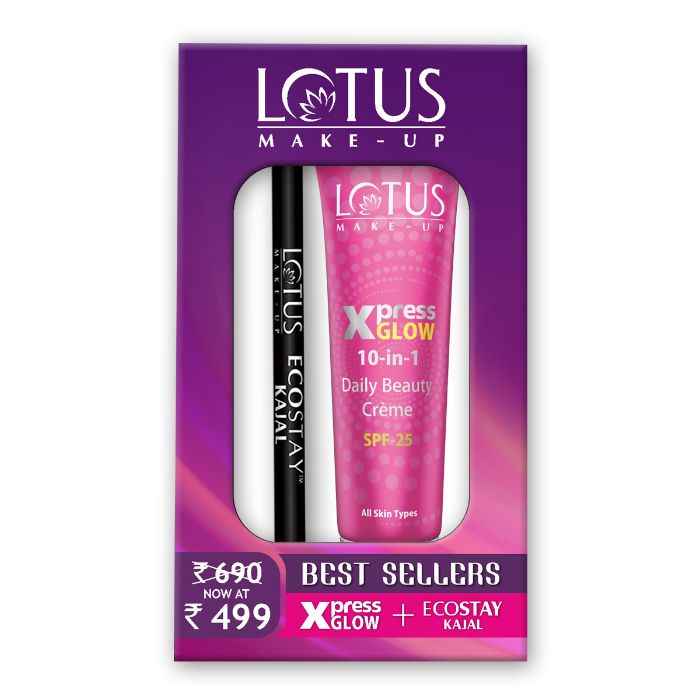 Buy Lotus Make-Up Daily Duo Kit (Ecostay Kajal - Black & Xpress Glow 10-In-1 Daily Cream - Royal Pearl) - Purplle