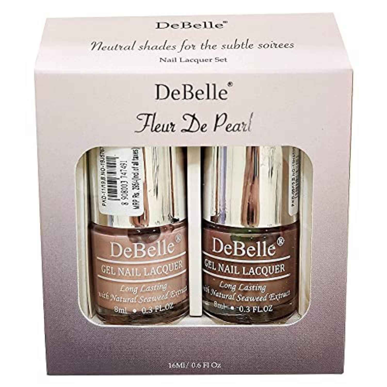 Buy DeBelle Nail Polish Set Fleur De Pearl Gift Combo Set Of 2 - Peony Blossom (Light Nude) and Coco Bean (Light Brown) 8 ml each - Purplle