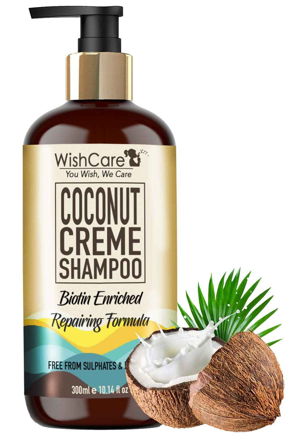 Buy WishCare Coconut Creme Shampoo - Repairing Formula - Free from Sulphates & Parabens (300 ml) (Enriched with Biotin) - Purplle