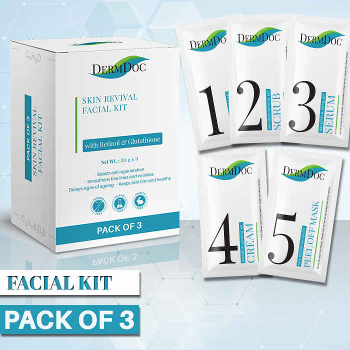 glutathione facial kit Buy DermDoc Skin Revival Facial Kit with Retinol & Glutathione - Pack of 3  (33 g x 3) Online