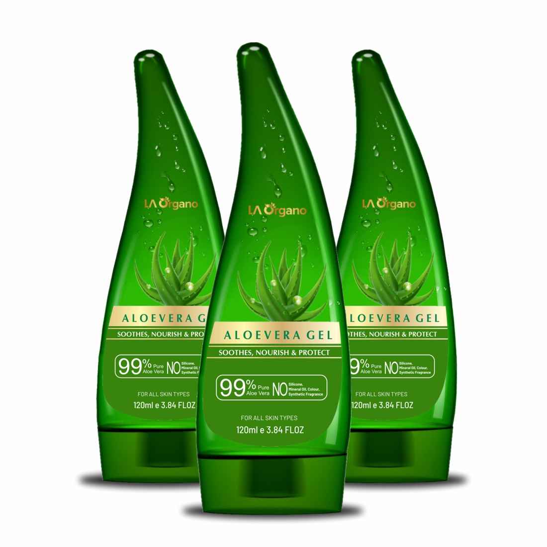 Buy LA Organo Aloe Vera Multipurpose Beauty Gel (120 ml) (Pack of 3) - Purplle