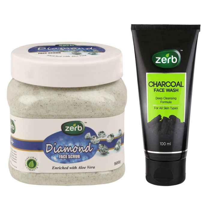 Buy Zerb Diamond Face Scrub 500g With Anti Pollution Activated Charcoal Face Wash (100 ml) - Purplle