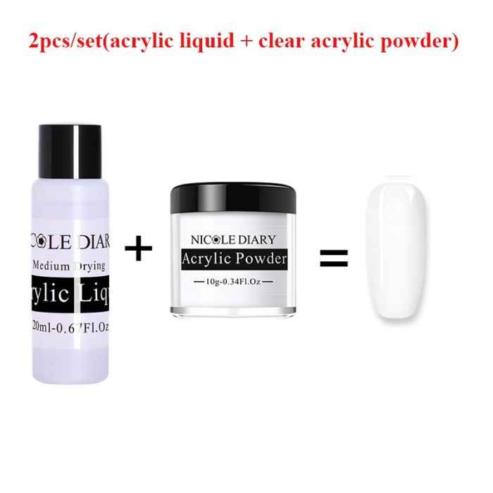 Buy NICOLE DIARY Acrylic Powder Tip Extension French Nail Polymer Powder Nail Art Tips Builder Manicure Nail Polymer Nail Tools (Clear (10g) + Acrylic liquid 20ml) - Purplle