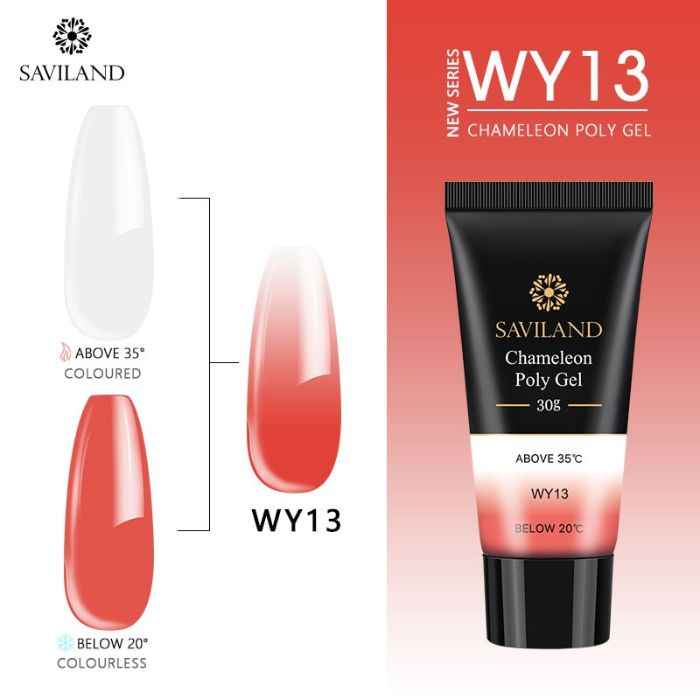 Buy SAVILAND Polygel Changing Color Thermal Extension Nail Art Camouflage Acrylic Poly Gel Nail Quick Building UV Gel Polish (WY13_30g) - Purplle
