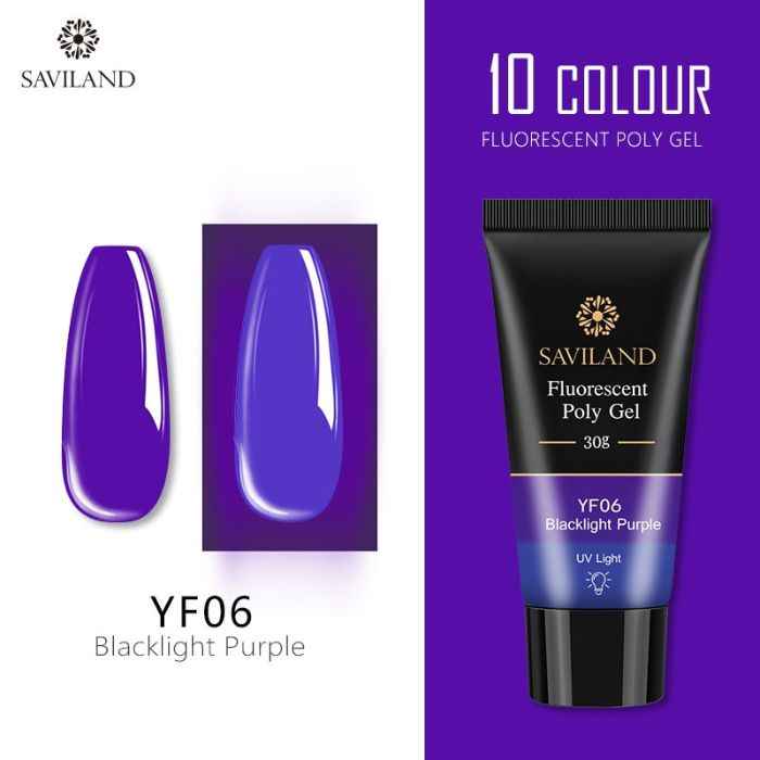 Buy SAVILAND Poly Gel Neon Nails Rainbow Fluorescence Polygel Crystal Enhancement Slip Solution Quick Extension Gel (YF06_Blacklight Purple_30g) - Purplle