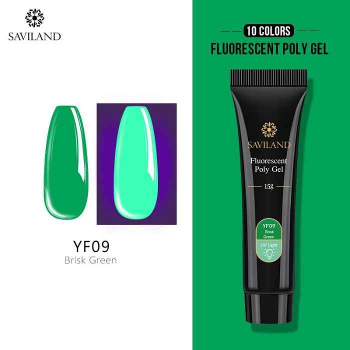 Buy SAVILAND Poly Gel Neon Nails Rainbow Fluorescence Polygel Crystal Enhancement Slip Solution Quick Extension Gel (YF09_Brisk Green_15g) - Purplle