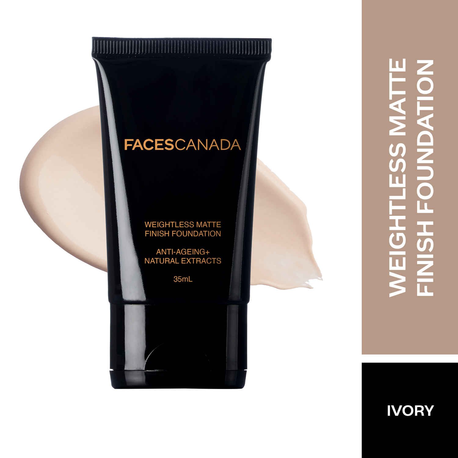 Buy Faces Canada Weightless Matte Foundation | Grape extracts & Shea Butter |Natural Matte Finish | Dermatologically Tested | All Skin Types | Ivory 35ml - Purplle