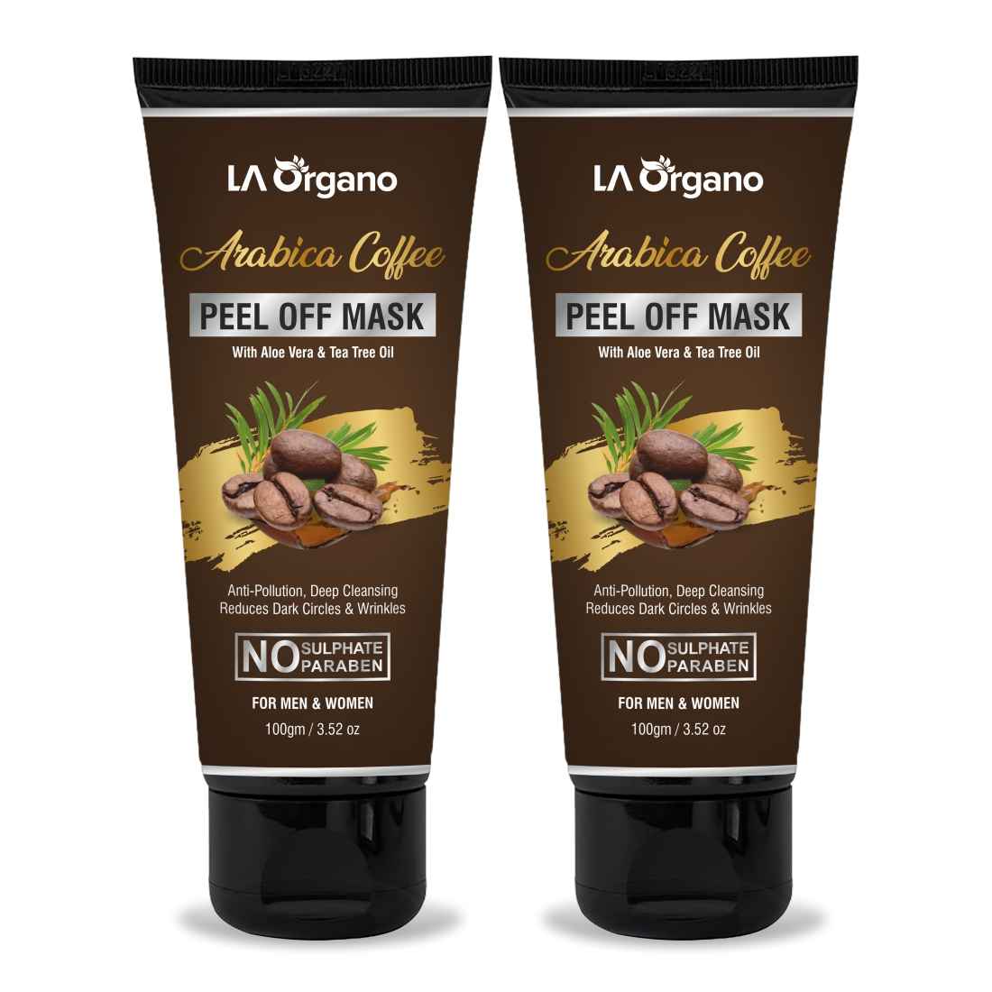 Buy LA Organo Arabica Coffee Peel Off Mask With Tea Tree & Aloe Vera Extracts - Pack of 2 (100 g) - Purplle