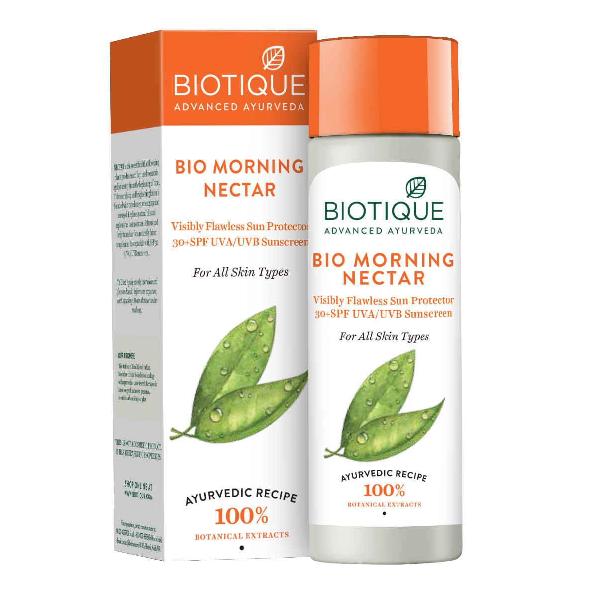Buy Biotique Morning Nectar Visbily Flawless Sun Protector 30+ SPF UVA/UVB Sunscreen (120 ml) - Purplle