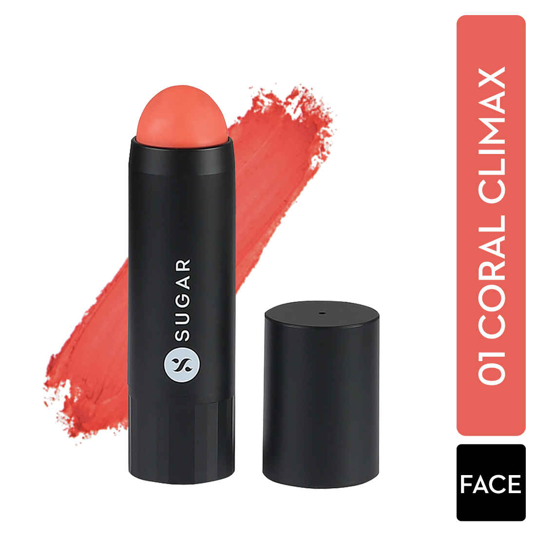 Buy SUGAR Cosmetics - Face Fwd >> - Blush Stick - 01 Coral Climax (Bright Coral Blush) - Longlasting Formula, Lightweight Blush - Purplle