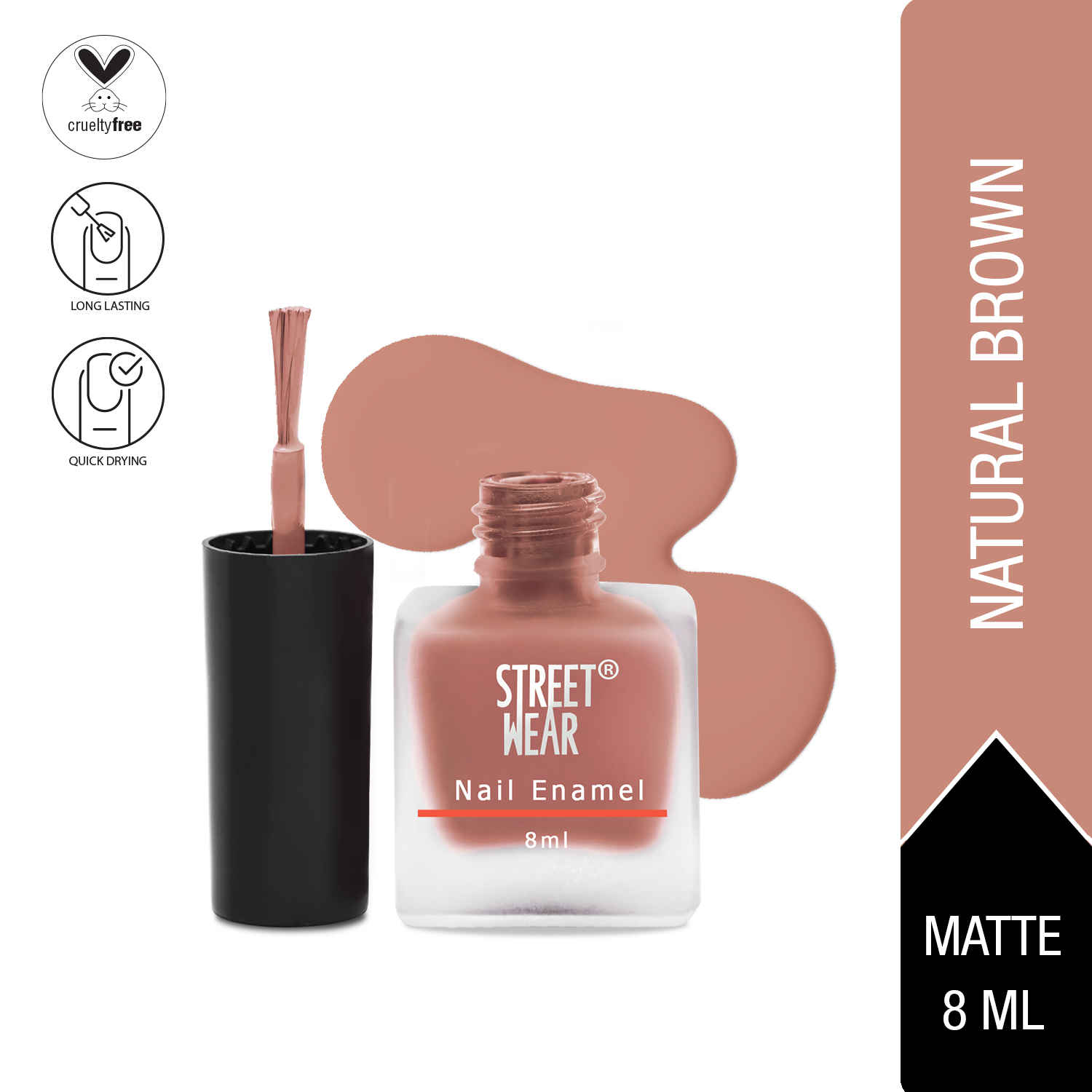 Buy Street Wear Matte Nail Enamel Natural Brown (8 ml) - Purplle