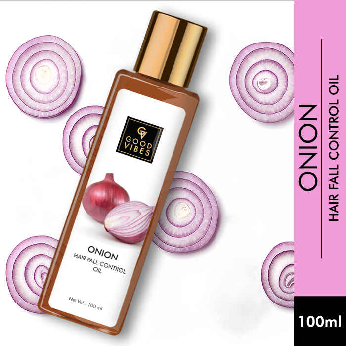 Buy Good Vibes Onion Hairfall Control Oil | Strengthening | Hair Growth | No Parabens, No Sulphates, No Mineral Oil, No Animal Testing (100 ml) - Purplle