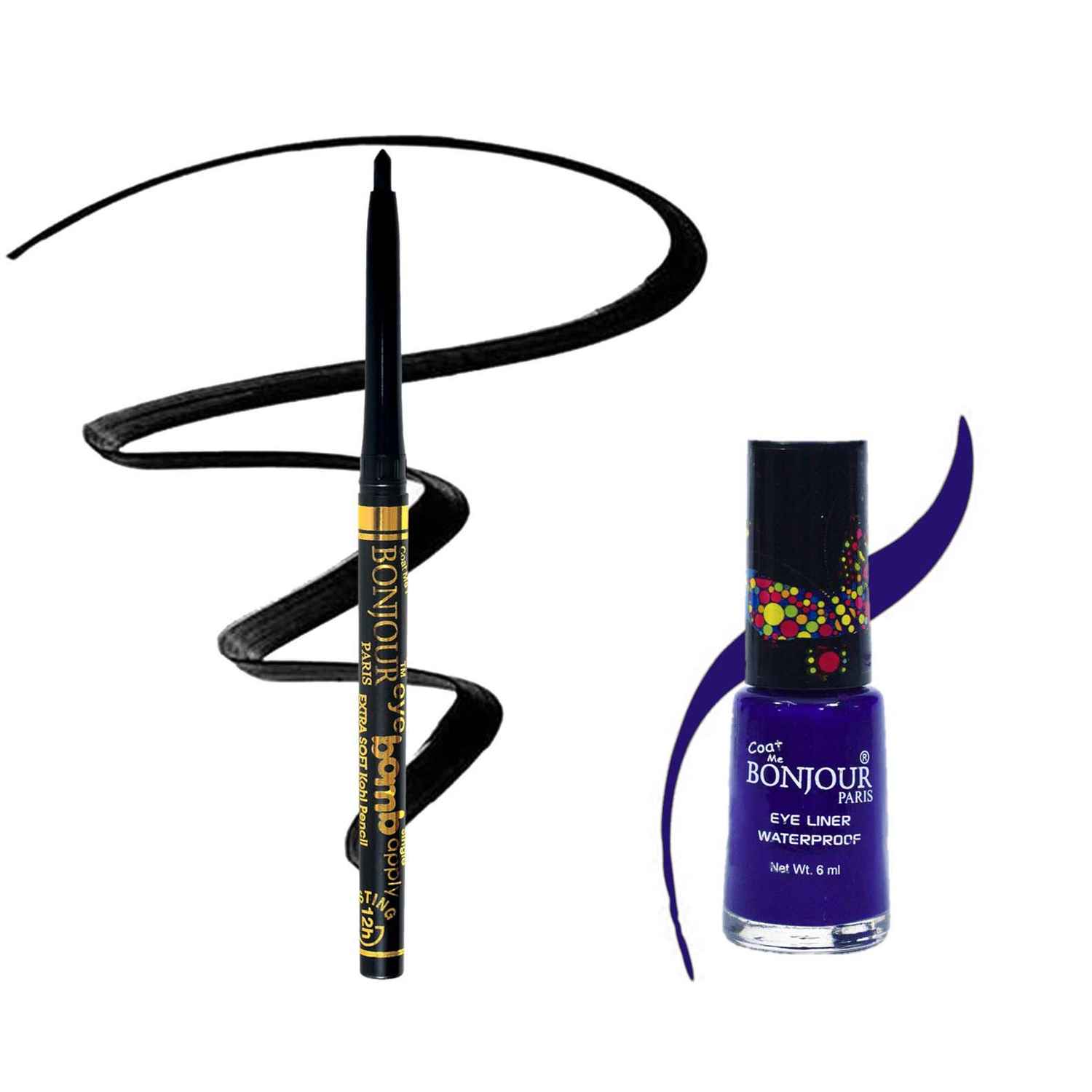 Buy Bonjour Paris Eye Drama Liquid Eye Liner (Matte Blue) + Auto Kajal - Combo offer APB03-LELB01-BLU - Purplle