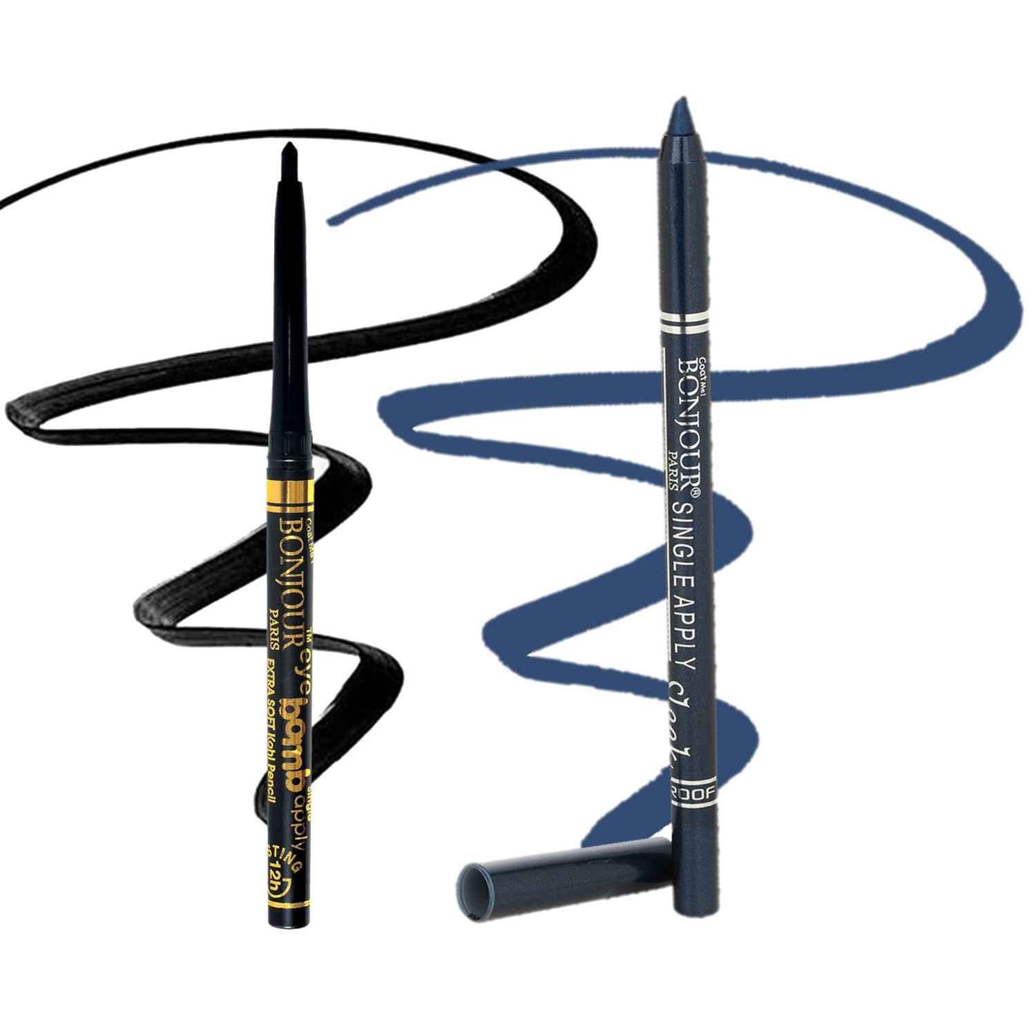 Buy Bonjour Paris Metallic Eye Pencil (Party Blue) + Auto Kajal- Combo Offer APB03-EPB05-PB - Purplle