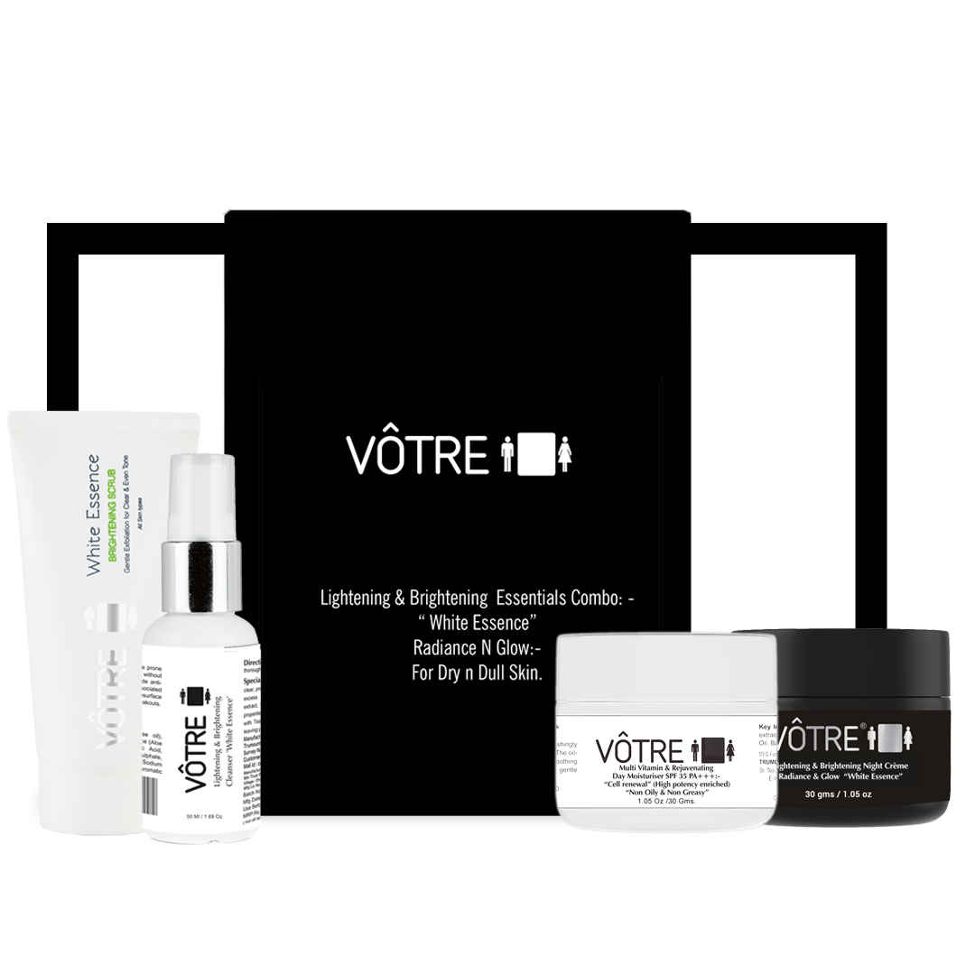 Buy Votre Lightening & Brightening Essentials Combo:- “ White Essence” Radiance N Glow: For Dry N Dull Skin(140 gm) - Purplle