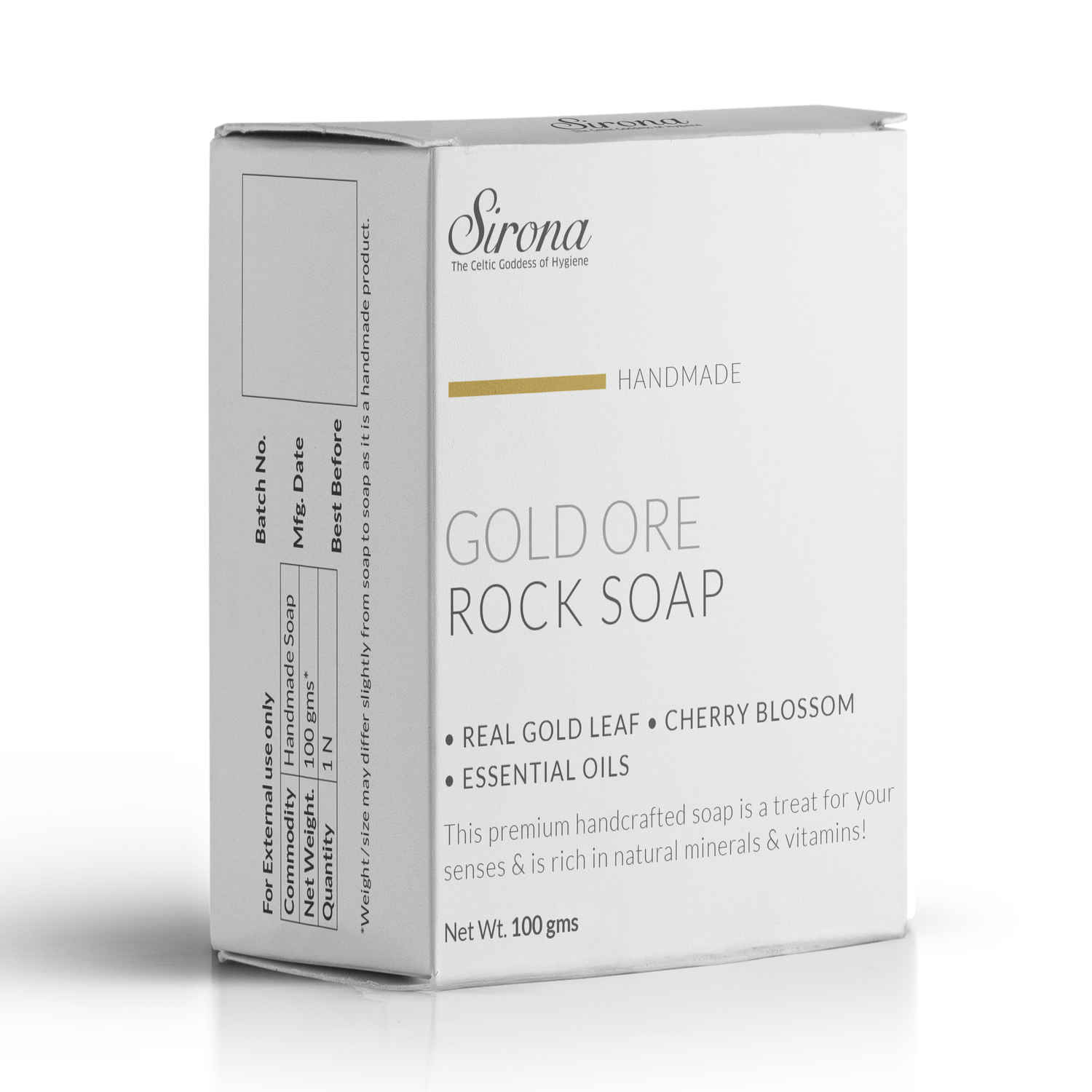 Buy Sirona Handmade Gold Ore Bath Soap Bar | Made with Real Gemstone Corundum│ NO Chemicals – 100 gm - Purplle