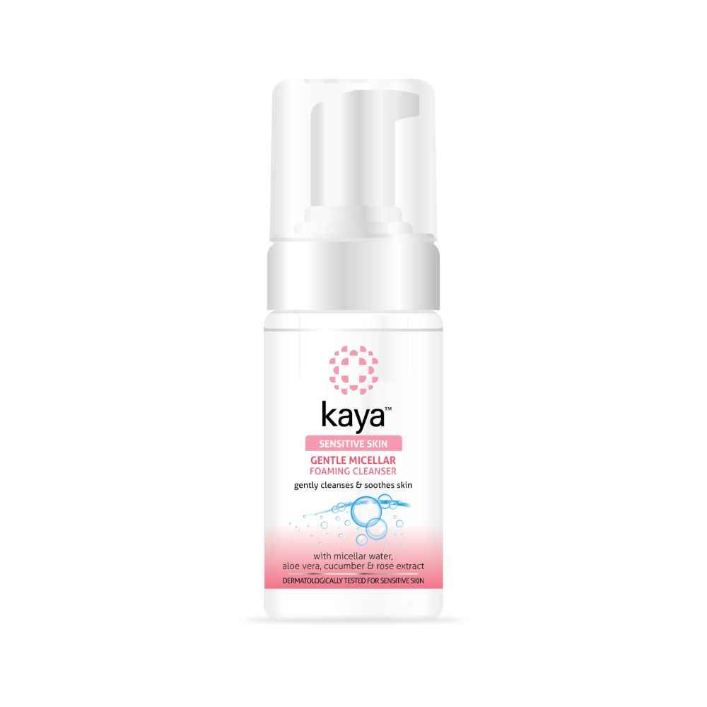Buy Kaya Sensitive Skin Gentle Micellar Foaming Cleanser | Gently cleanses & soothes skin |With Micellar Water Aloe Vera Cucumber & Rose | Fragrance Free Parabens, 100 ml - Purplle