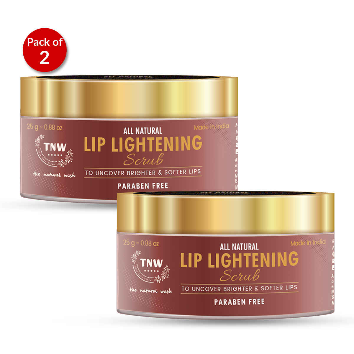 Buy TNW - The Natural Wash Lip Lightening Scrub for Tanned & Darkened Lips (Paraben-Free)- (2x25g) - Purplle