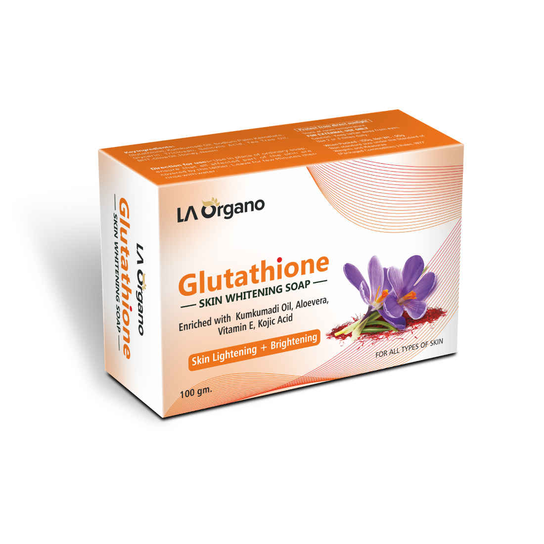 Buy LA Organo Glutathione Kumkumadi Skin Lightening & Brightening Soap For  All Skin Type (100gm) Pack of 1 Online | Purplle