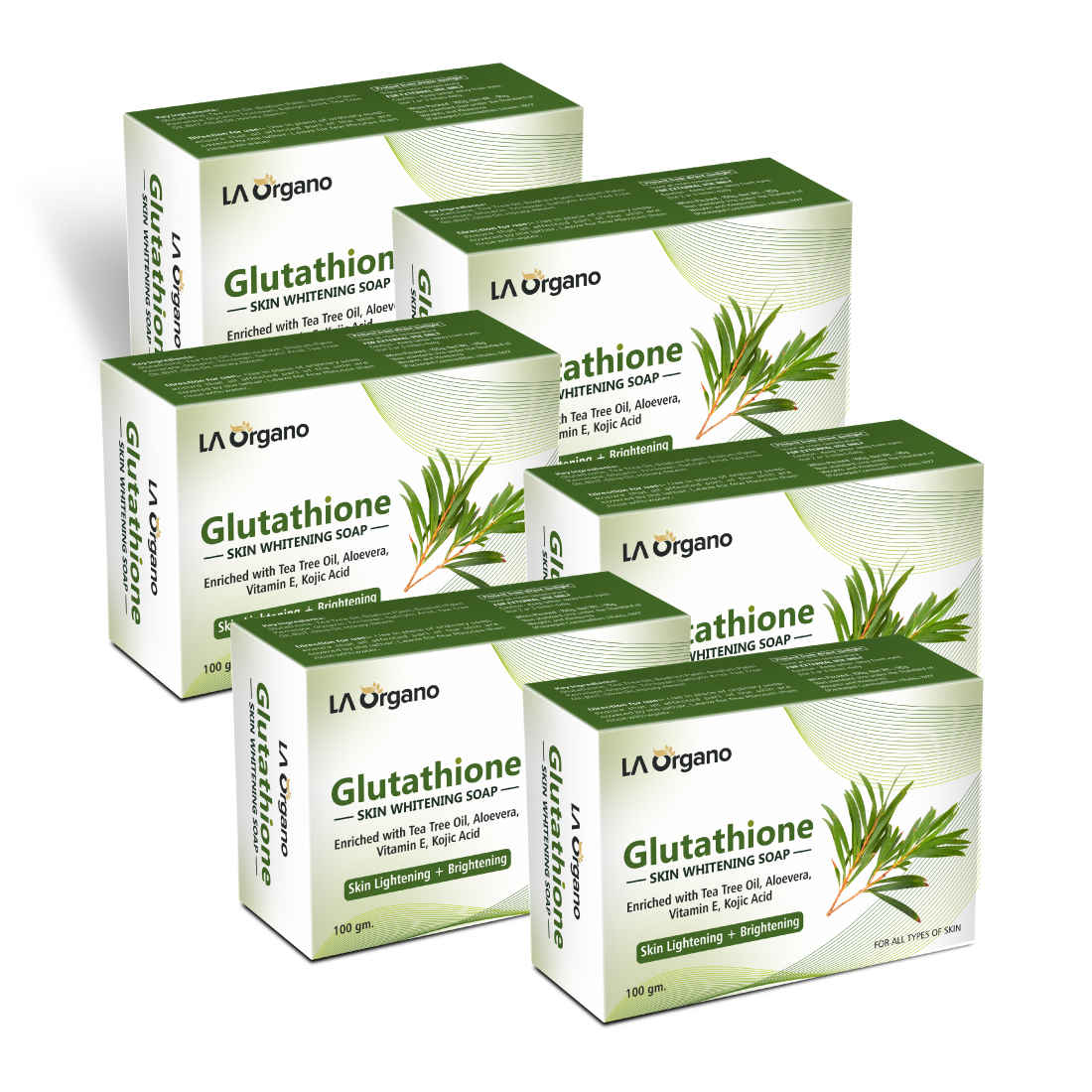 Buy LA Organo Glutathione Teatree Skin Lightening & Brightening Soap For All Skin Type (100gm) Pack of 6 - Purplle